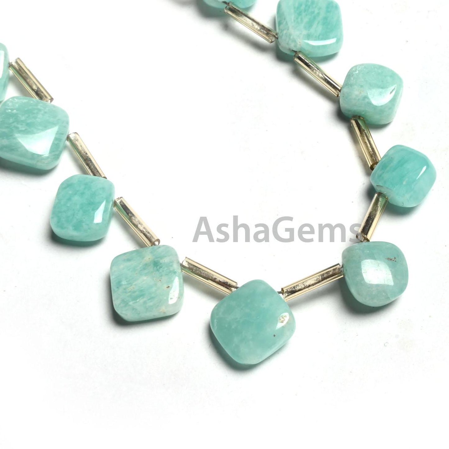 Natural Amazonite Fancy Square+ 1 Piece Heart Smooth Gemstone Beads, Amazonite handmade Uneven Shape Side Drill Beads Jewelry making Crafts