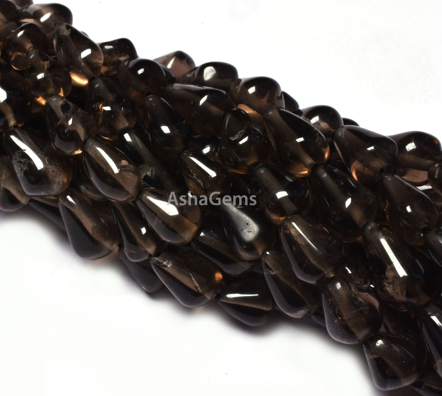 Natural Smoky Quartz Smooth Drops Shape Beads, Beautiful Smoky Teardrop Beads, Handmade Briolette Bead Plain Smoky Beads For Jewelry Crafts