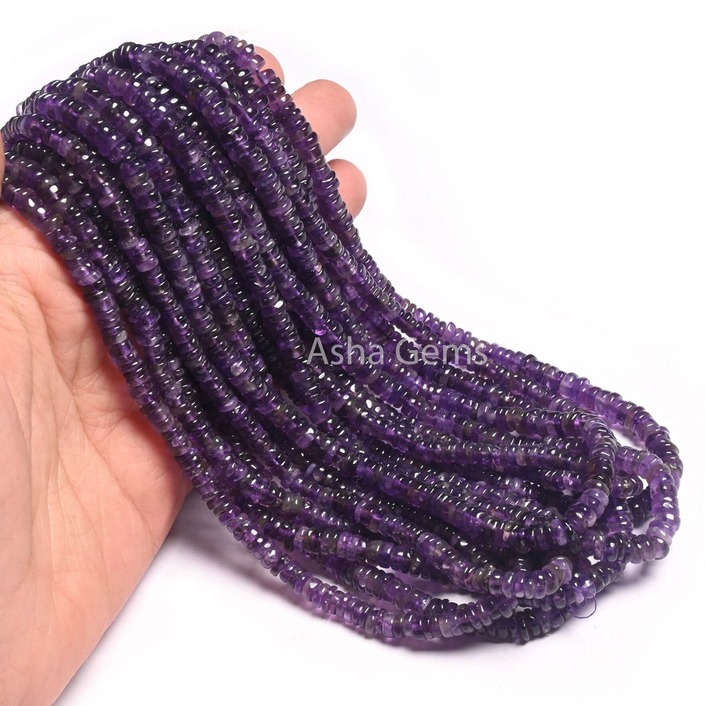 Fine Quality Purple Amethyst Heishi Tyre Smooth Gemstone Beads, Natural Amethyst Handmade Flat Wheel Shape Beads, Amethyst Bead Jewelry SALE