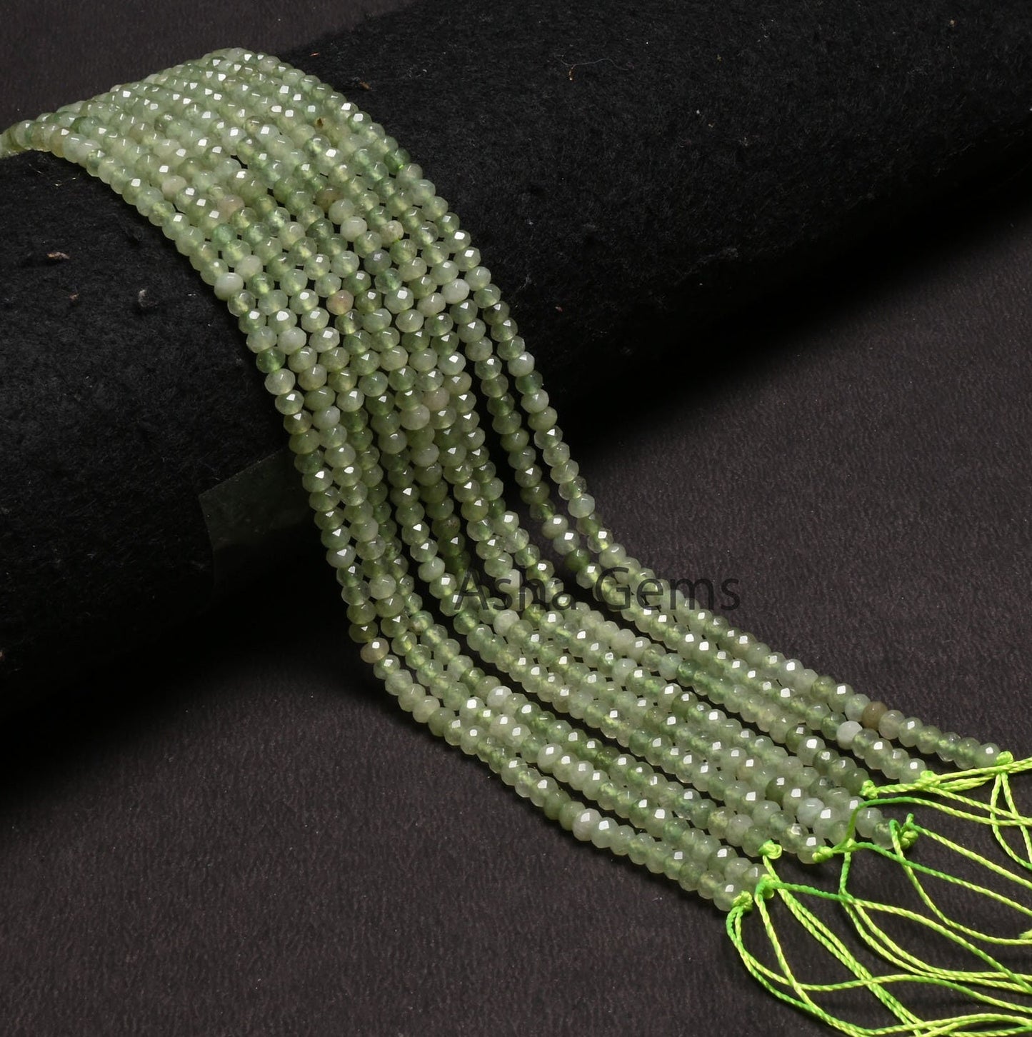 Shaded Light Green Jade Quartz Machine Cut Beads4.5 mm Fine Green Jade Quartz Faceted Rondelle Gemstone Loose Bead,13.5" Jewelry Crafts SALE