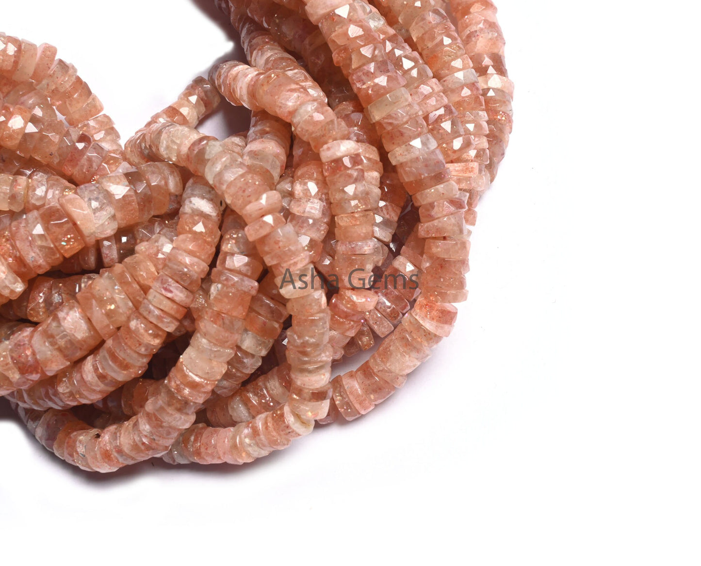 Beautiful Sunstone Faceted Heishi Tyre Beads,Natural Red Sunstone Handmade Indian Cut Flat Wheel Shape Gemstone Disc Bead Jewelry Craft SALE