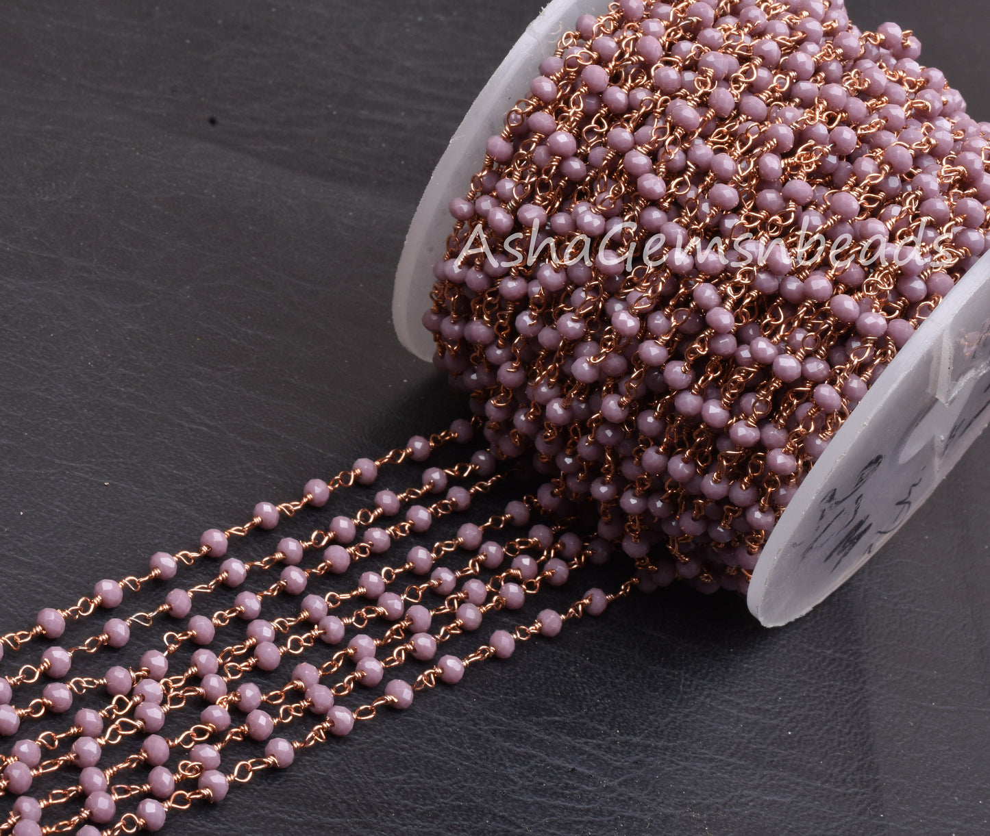 3,5,10 Feet Lavender Hydro Faceted Rondelle Beaded Rosary Chain RoseGold Plated Wire Jewelry Making Finding Wire Wrapped Chain 3-3.5mm Chain