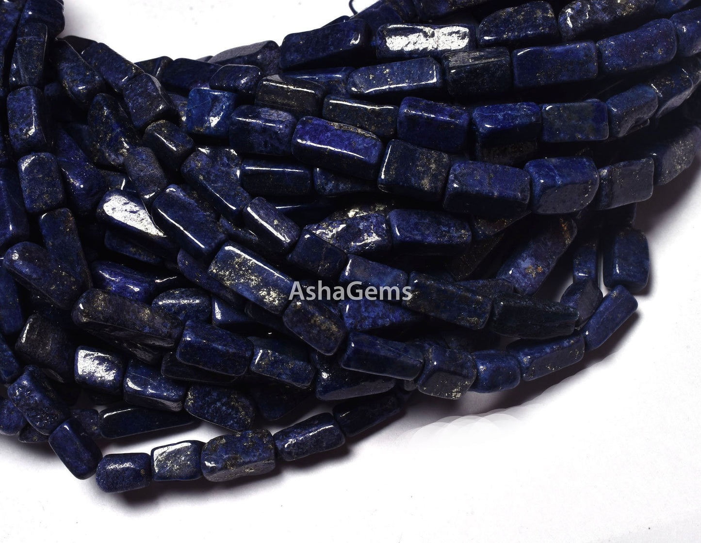 Natural Lapis Lazuli Smooth Rectangle Beads, Amazing Blue Lapis Handmade Rectangle Gemstone Beads Straight Drilled Lapis Beads For Jewelry