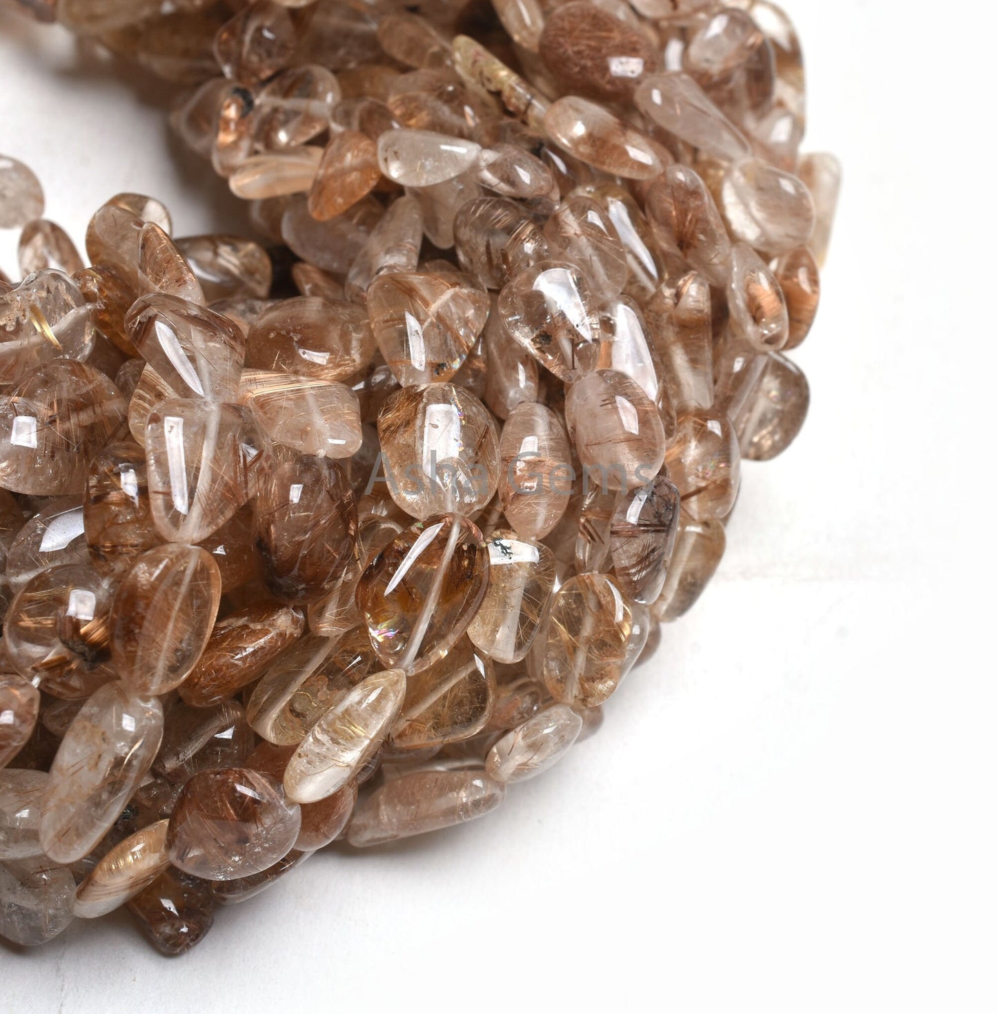 Beautiful Copper Rutile Smooth Nugget Gemstone Beads, Shaded Rutile Plain Handmade Tumble Beads, Natural Rutilite Beads Jewelry Crafts SALE