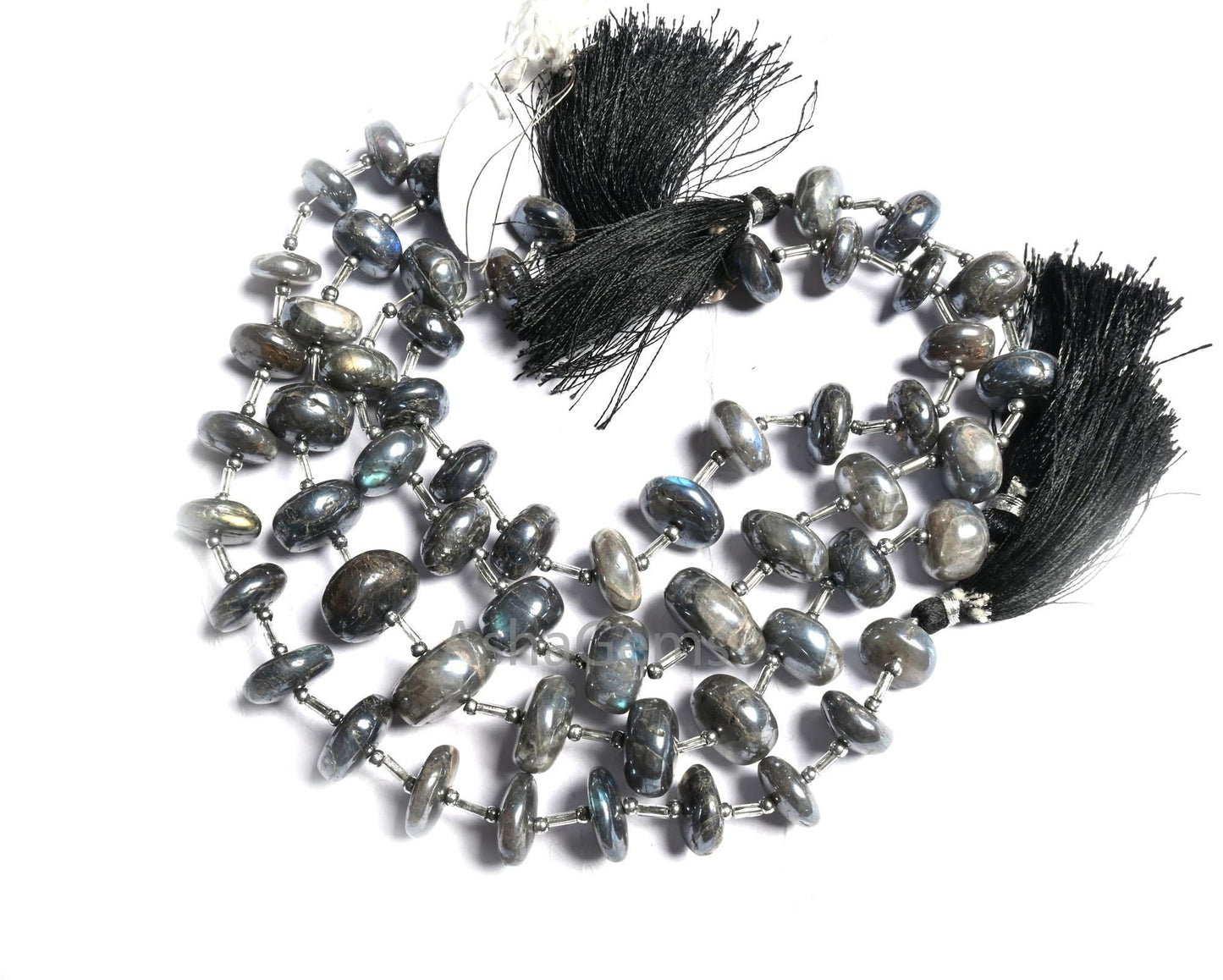 Beautiful Grey Silver coated Labradorite Smooth Gemstone Loose beads, flashy labradorite Coated Rondelle handmade Beads Jewelry Making Craft