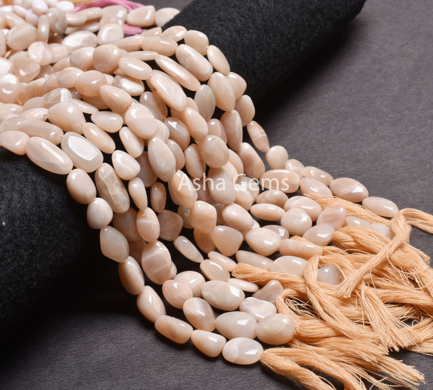 Beautiful Peach Moonstone smooth Nugget Gemstone Beads,13"Strand Pink Moonstone Plain Handmade Straight Drill Tumble Bead Jewelry Craft SALE (AG 22243)