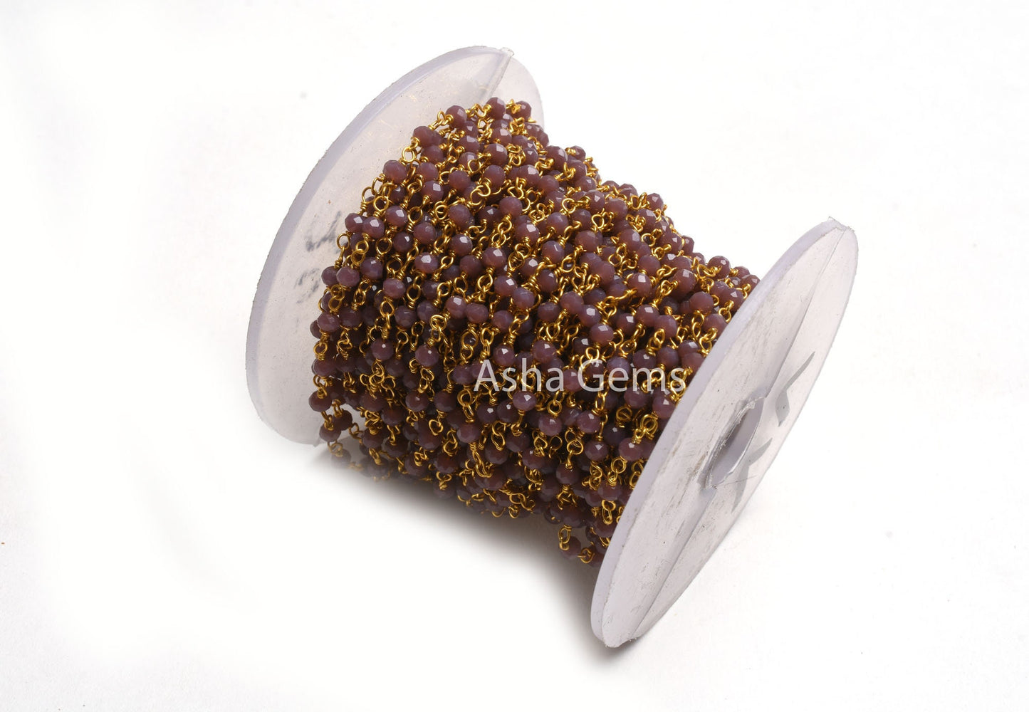 Dark Lavender Hydro Gold Plated Faceted Rondelle Beaded Rosary Chain,Bulk Roll Wire,Jewelry Making Finding,Rosary Chain 3-3.5mm,Beaded Chain