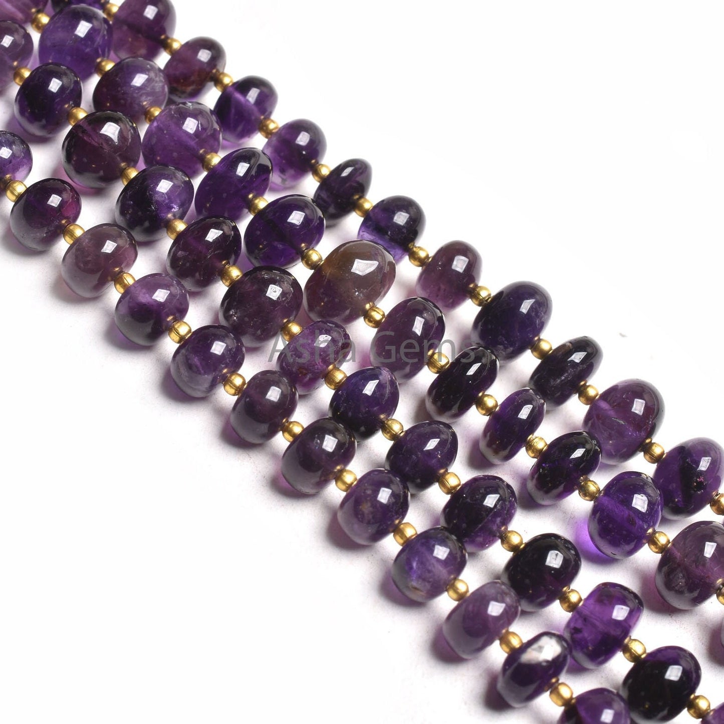Natural Purple Amethyst Smooth Rondelle Shape Beads, African Amethyst Plain Handmade Center Drill Gemstone Loose Beads, Amethyst Bead Crafts