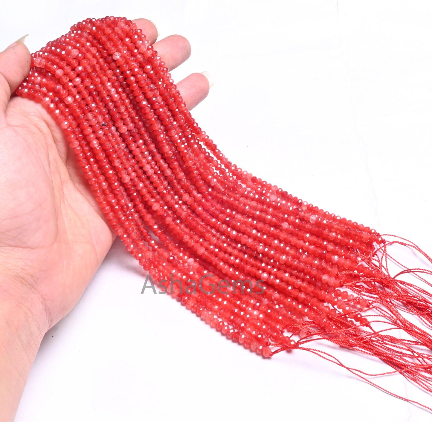 Shaded Orange Red Jade Quartz Faceted Gemstone Beads,4.5 mm Fine Carnelian Color Jade Quartz Rondelle Beads, Jade Bead Jewelry Making Craft