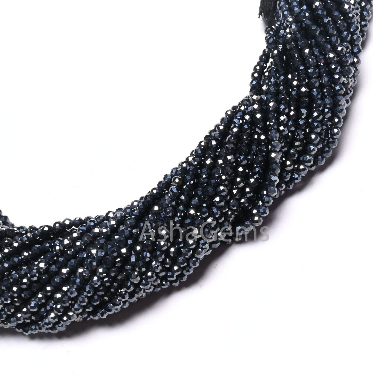 2.2 mm Black Spinel Silver Coated Micro Cut Rondelle Gemstone Tiny Beads,13"Coated Spinel Faceted Machine Cut Spinal Bead Jewelry Craft SALE