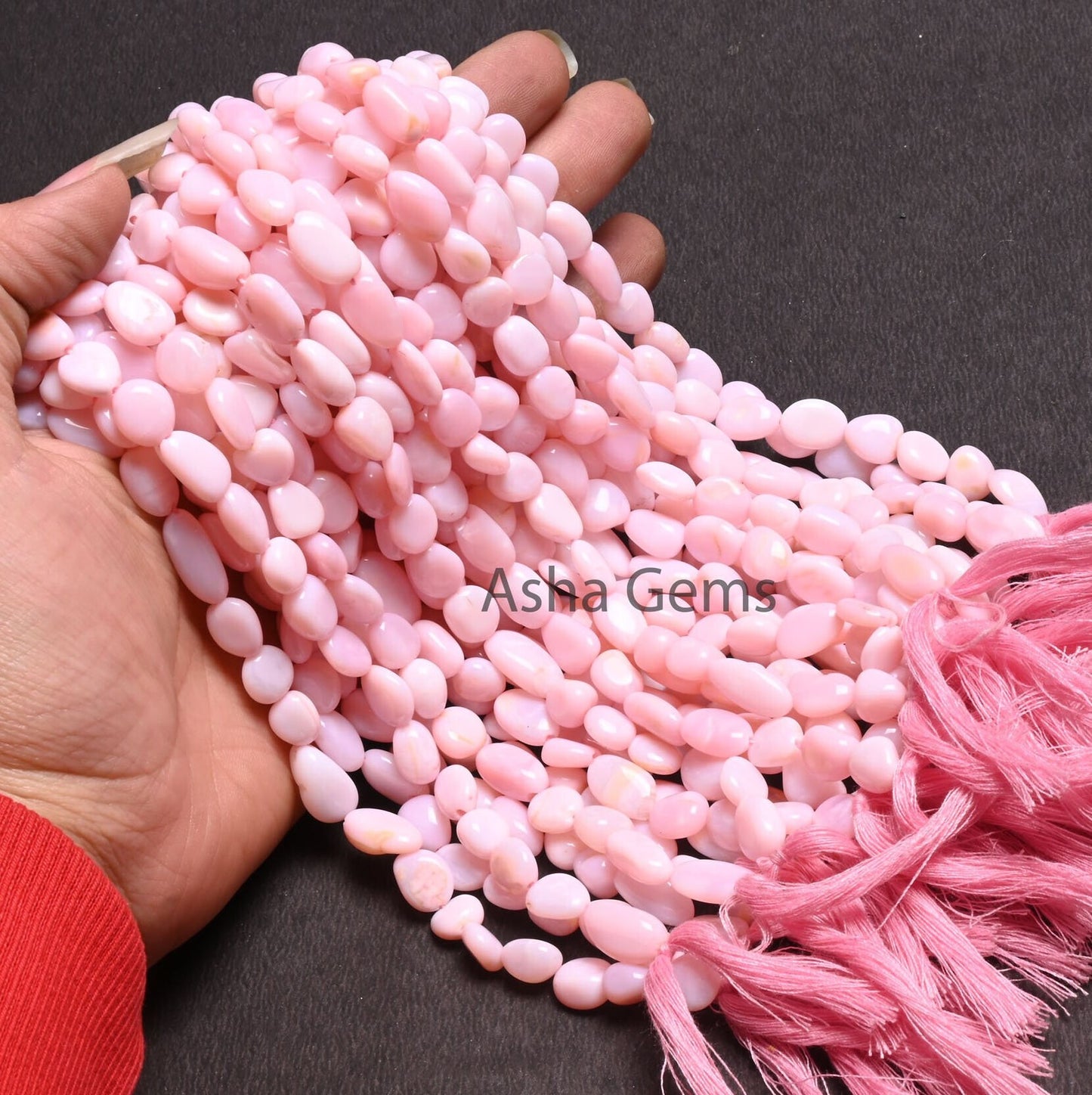 AAA Quality Pink Opal Smooth Nugget Shape Beads,13" Strand Pink Opal uneven Tumble Handmade Opal Gemstone Loose Beas Jewelry Making Crafts (AG 22290)