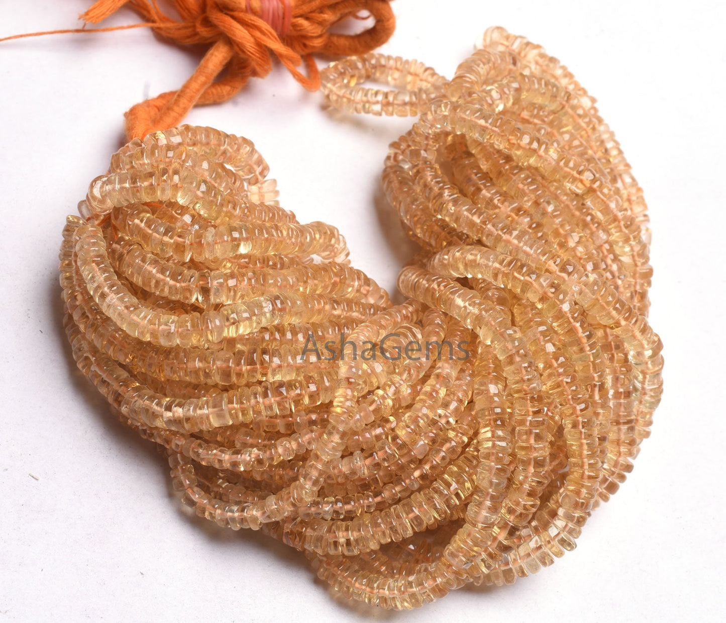 Fine Quality Yellow Citrine Smooth Tyre Beads,8/ 16" Strand Natural Citrine Plain Handmade Hishi Tyre Gemstone Beads, Citrine Beads Jewelry