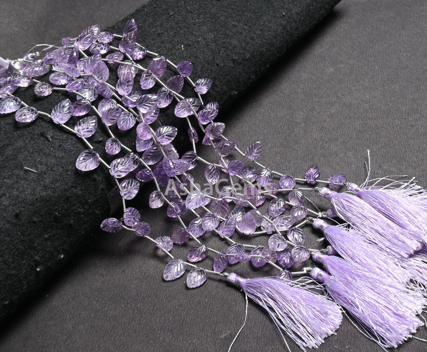 AAA Quality Pink Amethyst Fancy Leaf Shape Carved Gemstone Beads,8" Natural Amethyst Carve Pear Briolette Handmade Bead Jewelry Making Craft