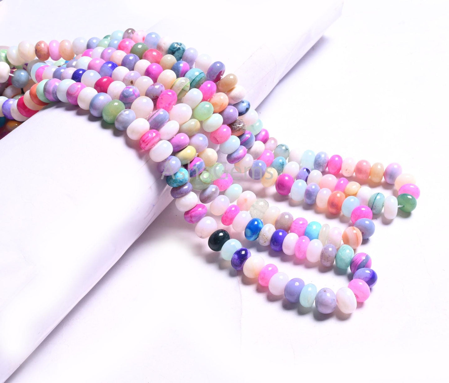 Fine Quality Mix Color Opal Smooth Rondelle Gemstone Loose Beads,16"Disco Opal Plain Handmade Beads, Multi Opal Bead Jewelry handicraft SALE