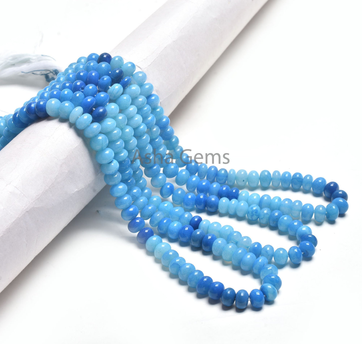 AAA Shaded Blue Opal Smooth Rondelle Shape Beads, 16"Strand Turquoise Blue Opal Plain Handmade Gemstone Beads, Blue Opal Beads Jewelry SALE
