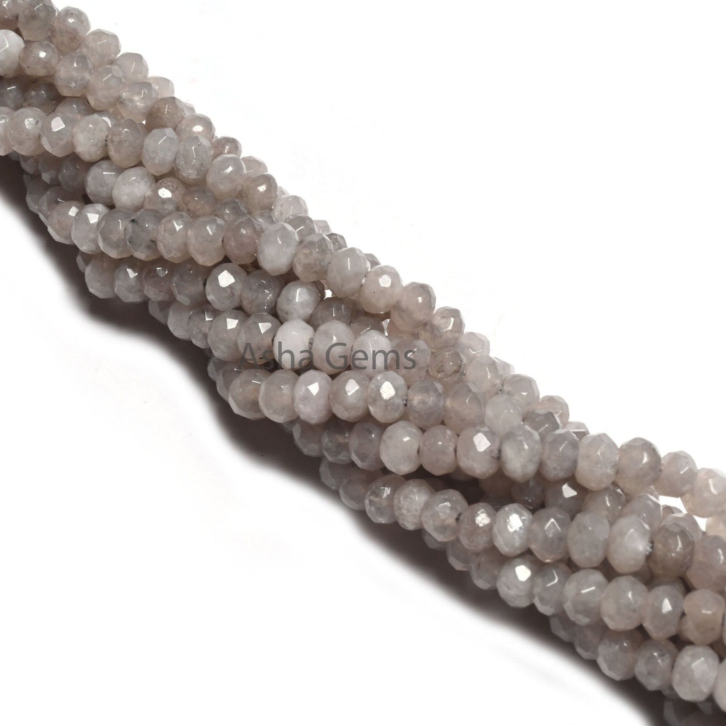 Beautiful Grey Jade Quartz Faceted Gemstone Loose Beads,13.5" Strand Grey Jade Machine Cut Rondelle Bead,4.5 mm Beautiful Jade Beads Jewelry