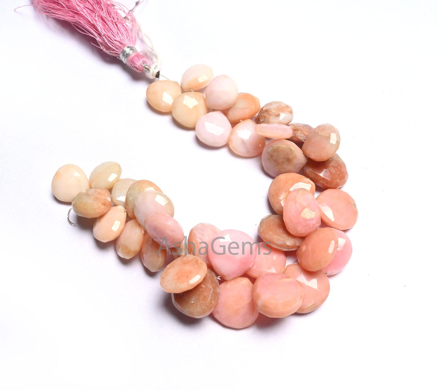 Beautiful Pink Opal Faceted Heart Shape Beads,11.5-14mm Shaded Pink Opal Beads, Fine natural Opal Heart Briolette Gemstone Bead Jewelry SALE (AG 18605)