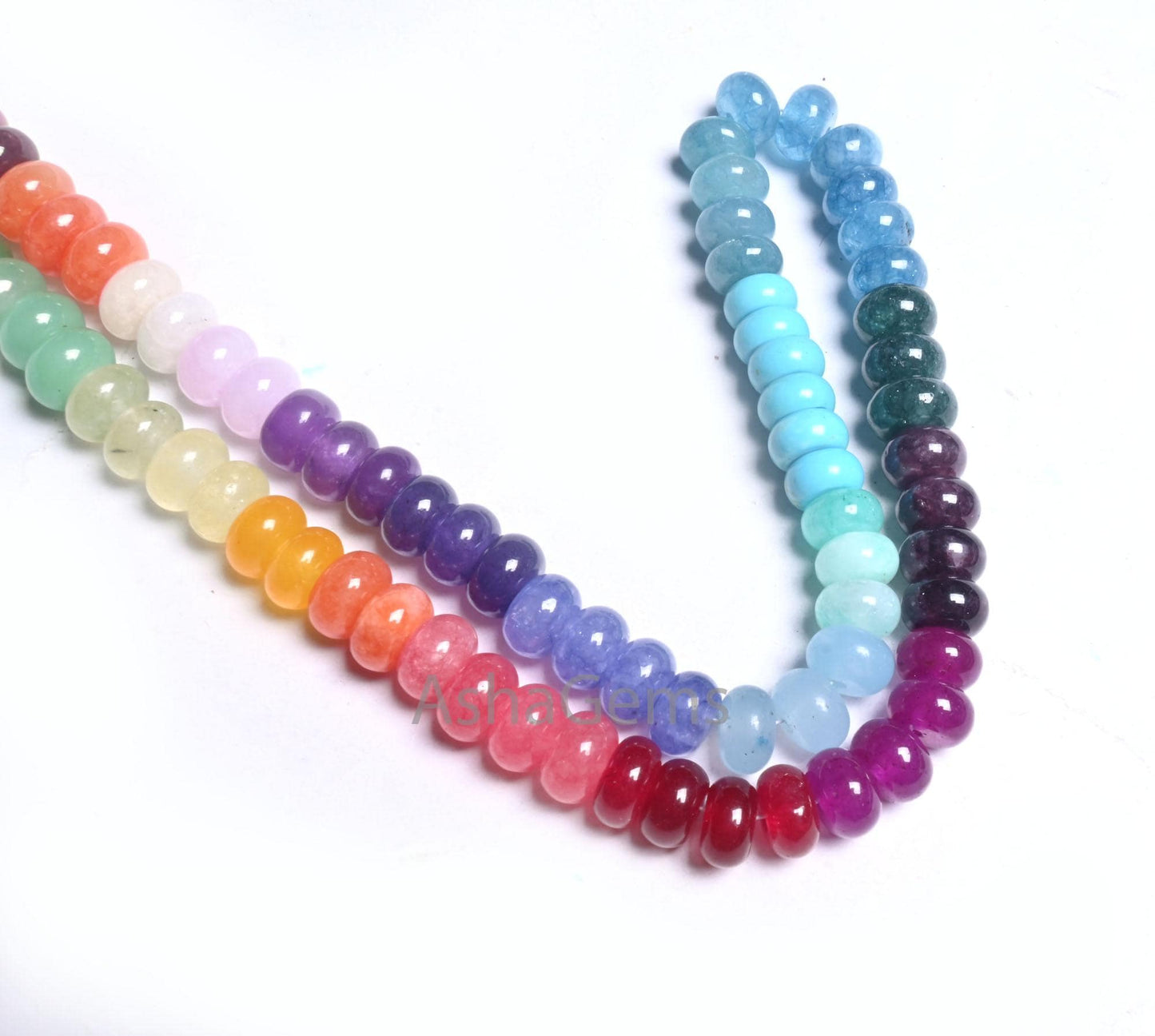 16" AAA Quality Multi Jade Quartz Smooth Rondelle Beads Necklace,8 mm Shaded Rainbow Quartz Plain Gemstone Beads Necklace Jewelry handicraft