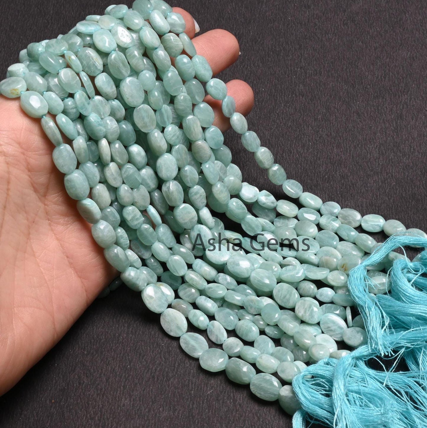 13" Strand Beautiful Amazonite Smooth Oval Handmade Beads, Fine Blue Amazonite Plain Uneven Oval Straight Drill Amazonite Bead Jewelry Craft
