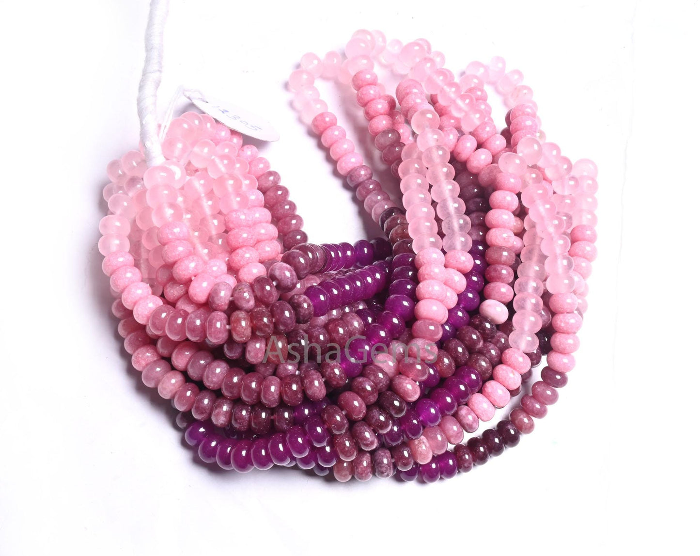 8 mm Multi Pink Jade Quartz Smooth Rondelle Gemstone Loose Beads,16" Shaded Bubblegum Pink Quartz Polish Beads Jewelry Necklace Crafts SALE