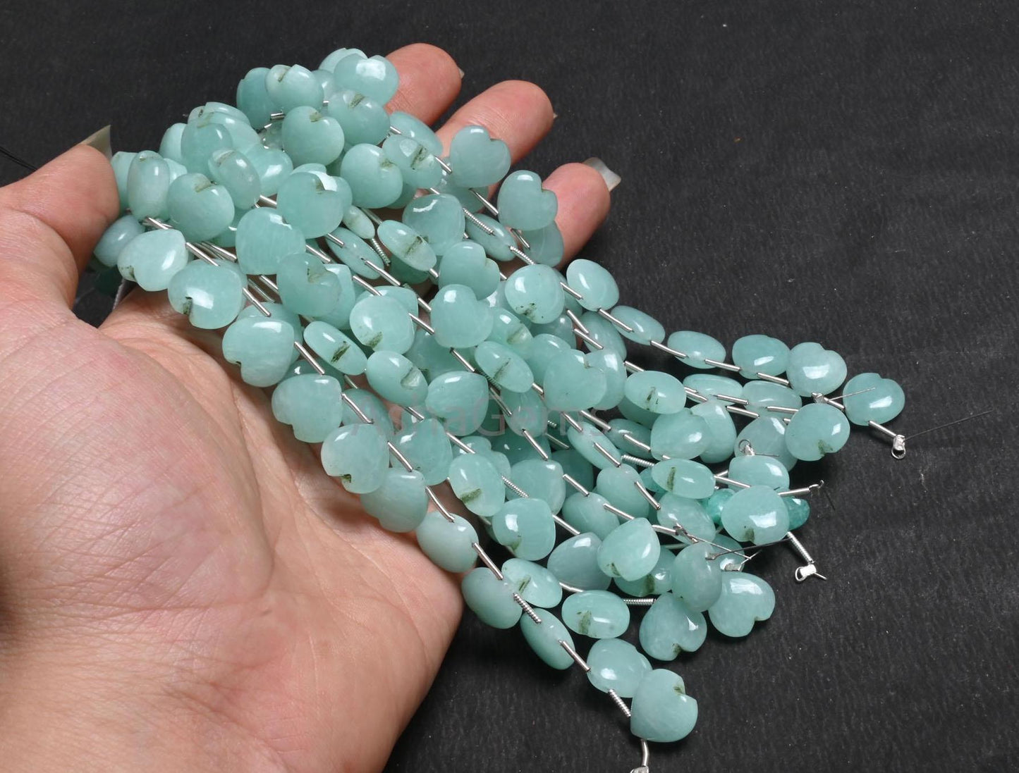 Beautiful Peru Amazonite Fancy Carved Heart Gemstone Loose Beads, AAA Natural Blue Amazonite Carving handmade Amazonite Beads Jewelry Crafts
