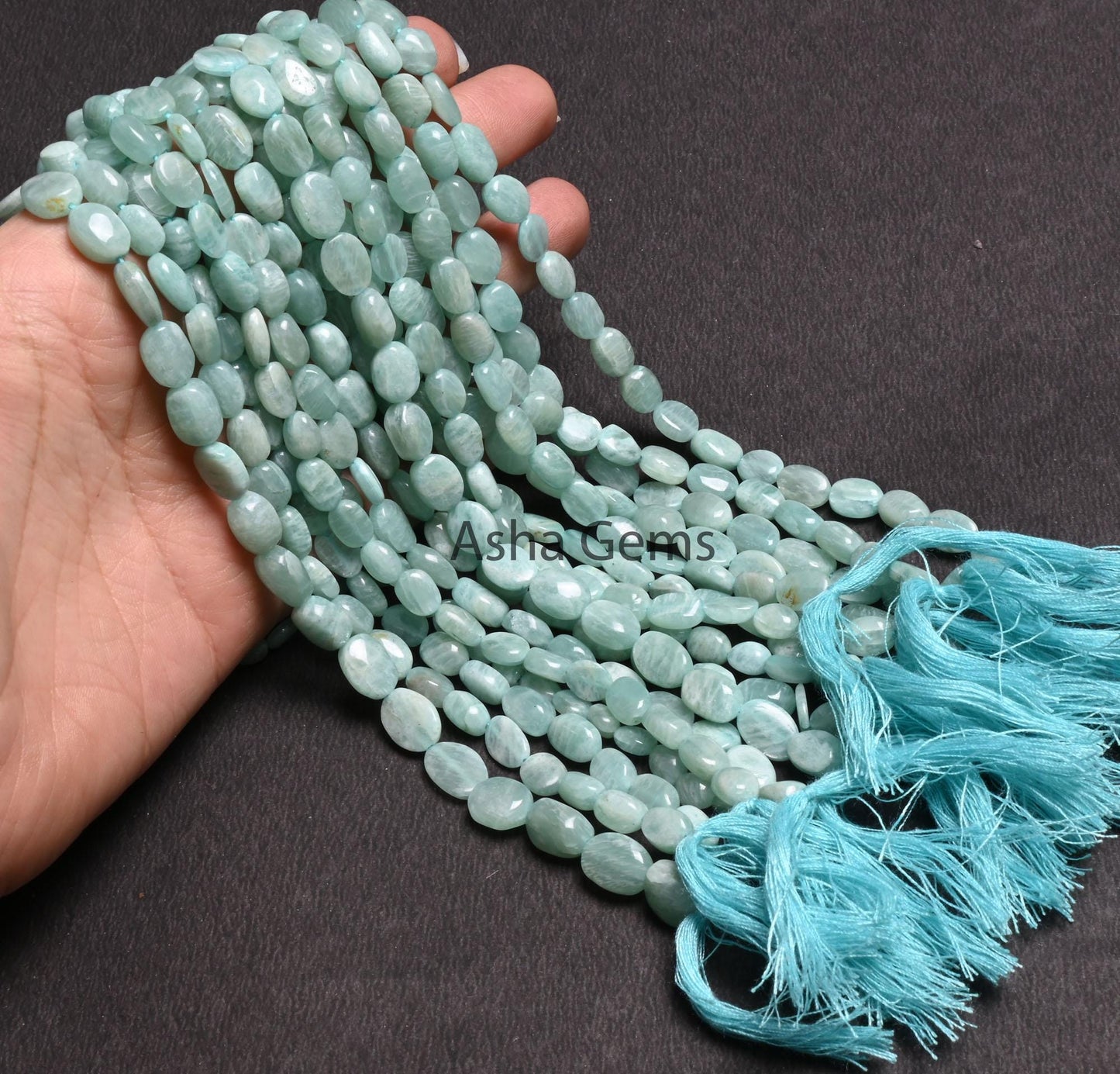13" Strand Beautiful Amazonite Smooth Oval Handmade Beads, Fine Blue Amazonite Plain Uneven Oval Straight Drill Amazonite Bead Jewelry Craft