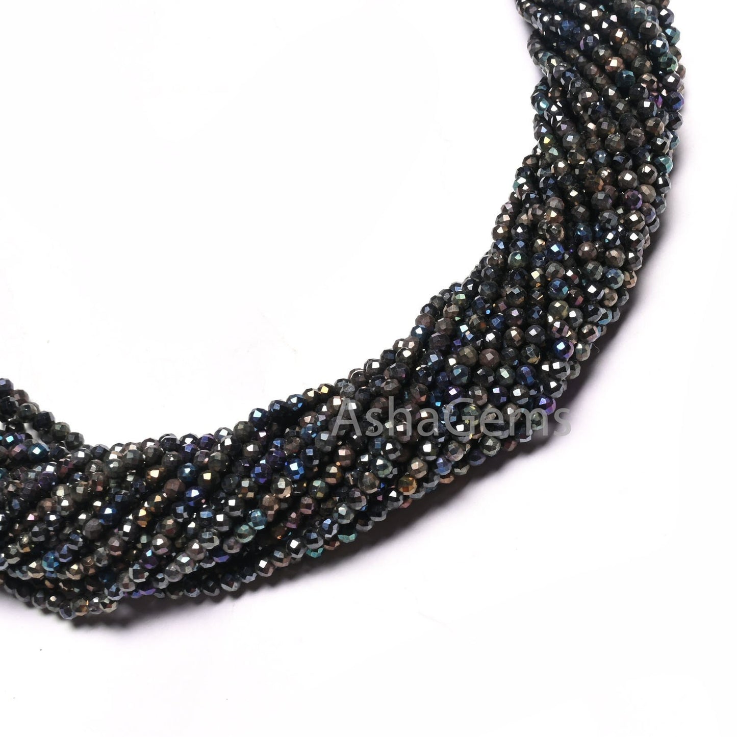 Natural Black Spinal Mystic Coated Micro Cut Tiny Gemstone Loose Beads, Spinel Disco Coated Faceted Rondelle Bead Spinal Jewelry Crafts SALE