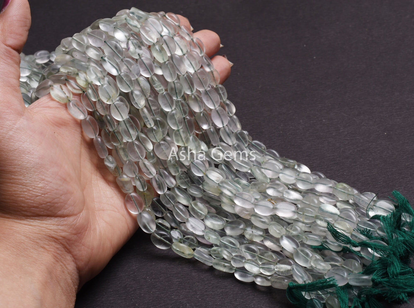 Natural Light Green Fluorite Smooth Oval Shape Handmade Gemstone Beads,12.5"Strand Fluorite Mani Oval Straight Drill Bead Jewelry Craft SALE