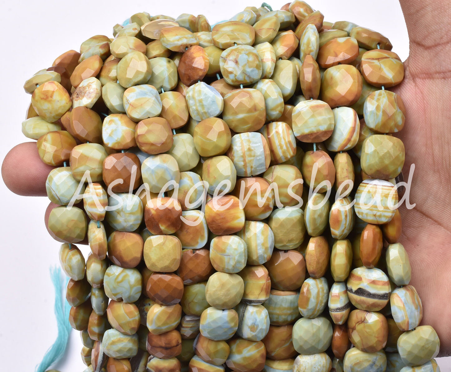 Beautiful Green Boulder Opal Faceted Cushion Shape Beads,11-14 mm,Boulder Opal Fancy Shape Cushion Beads,Opal Gemstone Beads For Jewelry,8"