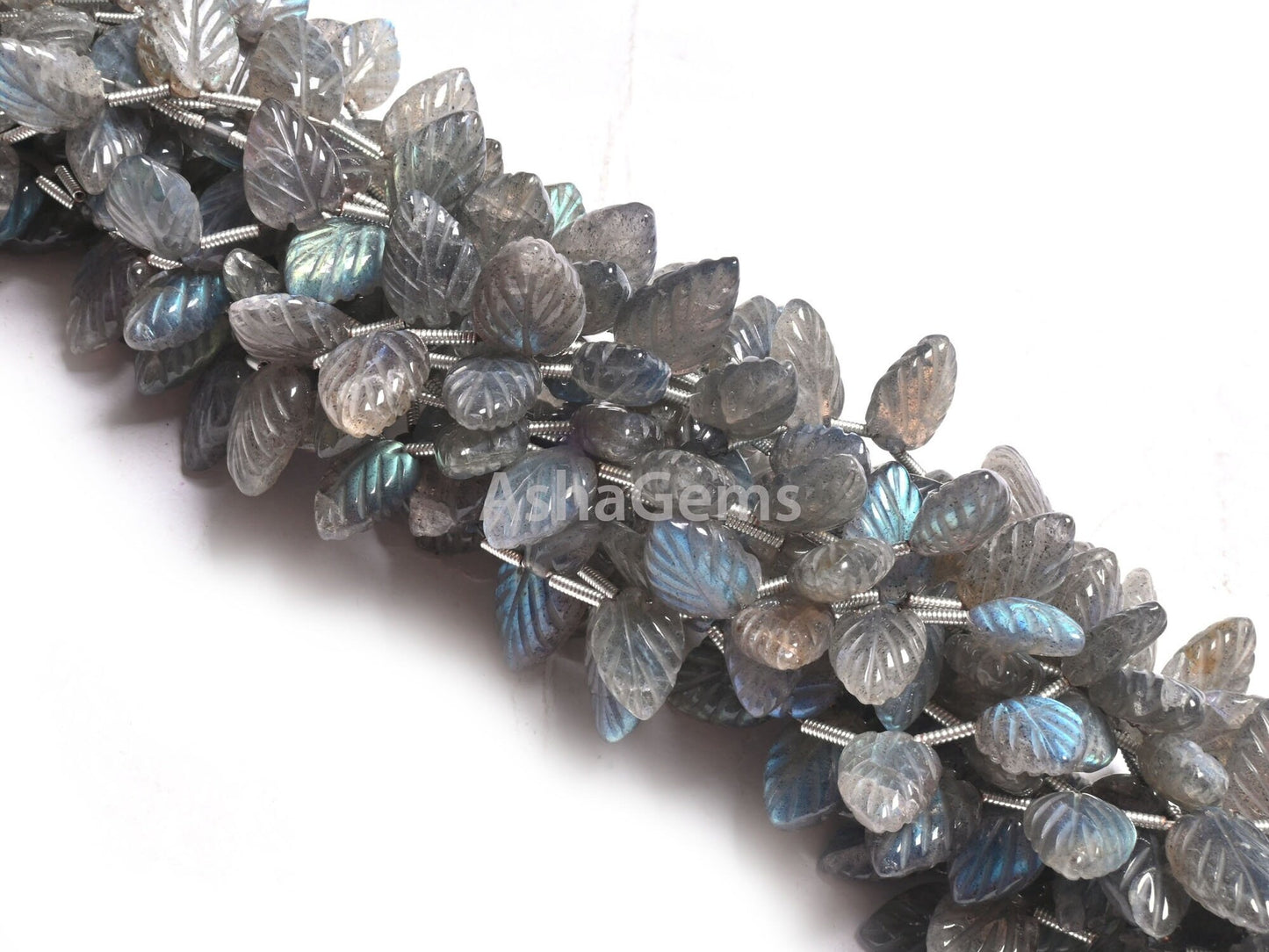 Fine Natural Blue Fire Labradorite Fancy Leaf Shape Carving Beads,8" Flashy labradorite handmade Carved Pear Gemstone Teardrop Bead Jewelry