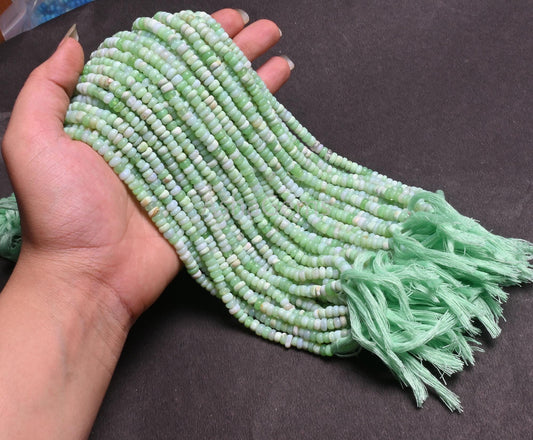 Shaded Green Opal Flat Rondelle Uneven Shape Handmade Beads, parrot Green Opal Gemstone Loose Beads, Mint Opal Beads Jewelry Handicraft SALE