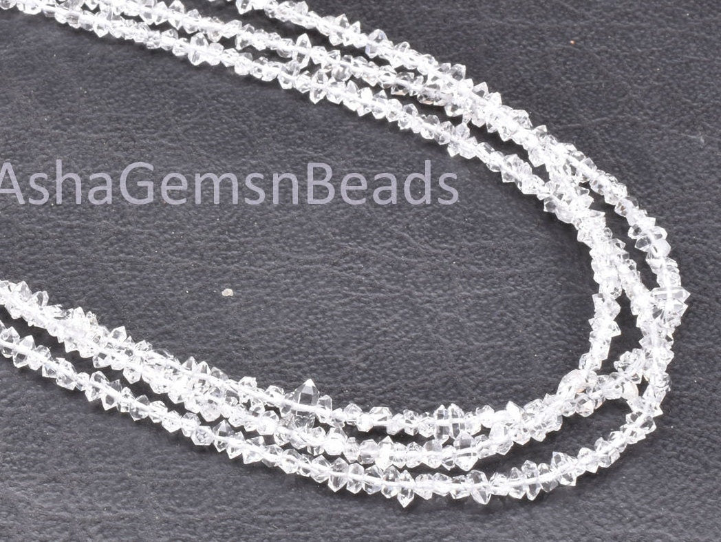 AAA Herkimer Diamond Nugget Shape Beads,16 inch, Natural White Diamond Quartz Polish Rough Faceted Beads,13 Carat Strand, Tiny Raw Bead SALE