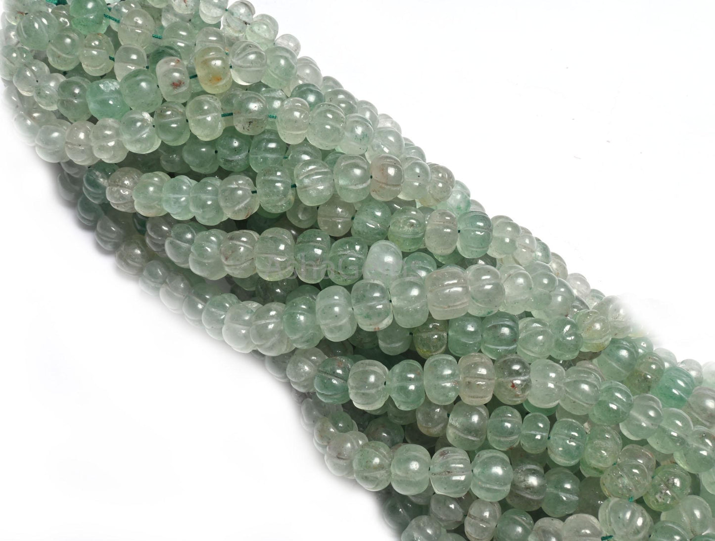 Beautiful Aventurine carved Pumpkin Gemstone Beads, Fine Natural Shaded Green aventurine Carving watermelon handmade Beads Jewelry Necklace