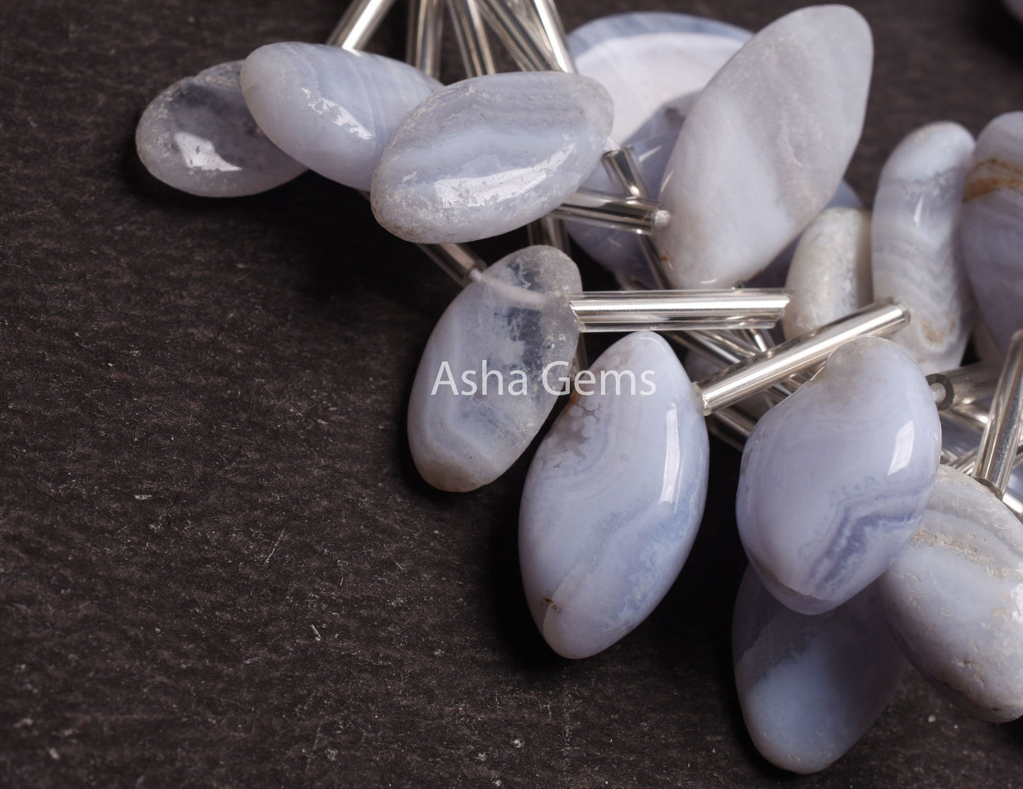 Natural Blue Lace Agate Uneven Marquise Shape Beads, Blue Lace Agate Handmade Marquise Briolette Gemstone Bead, Blue Lace Agate Bead Jewelry