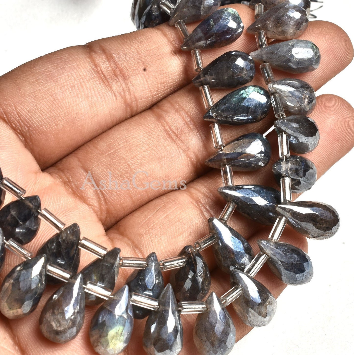 Amazing Labradorite Silver Coated Faceted Drop Shape Beads, Mystic Coated Black Rainbow Teardrop Beads Flashy Labororite Drops Beads Jewelry