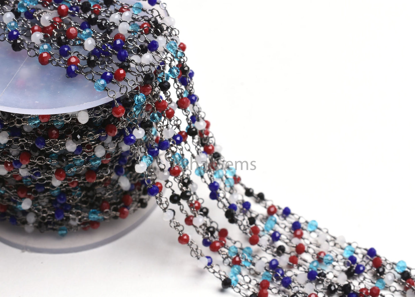 Rosary Chain Disco Micro Cut Beads Chain By Feet,Multi Color Hydro Rondelle Beaded Chain Black Plated Wire Gunmetal Chain jewelry Craft SALE