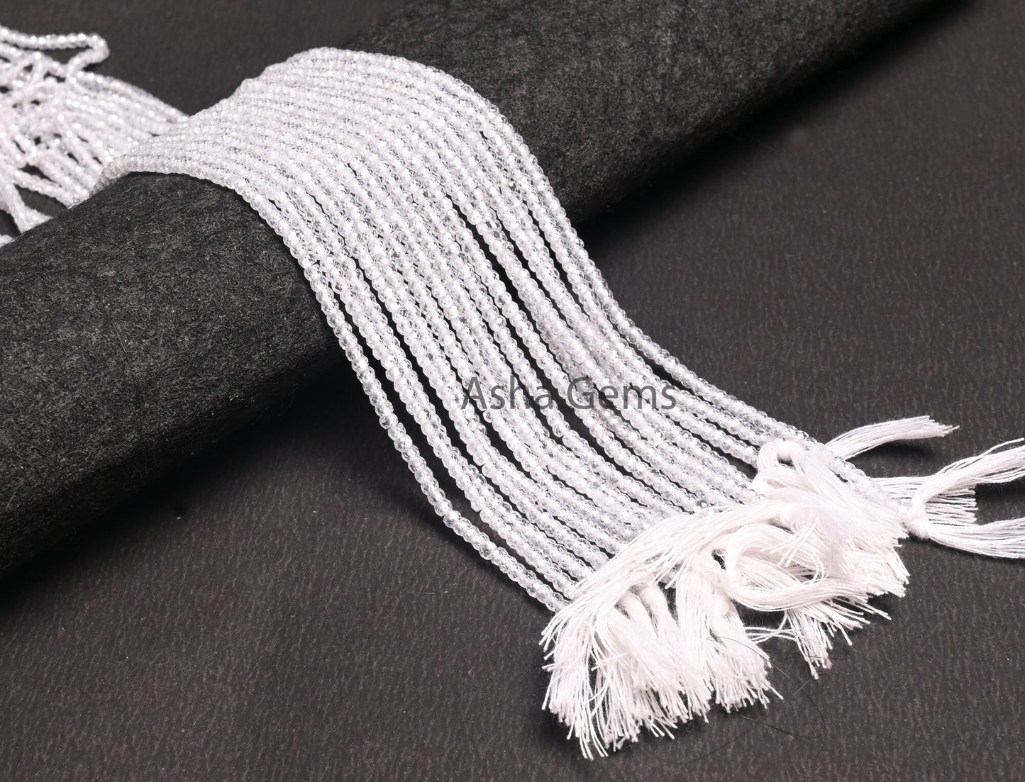 Beautiful White Zircon Faceted Rondelle Beads, 13" Strand, Cubic Zircon Micro Cut Beads, 3 mm, Clear White Zircon Machine Cut Beads, Jewelry
