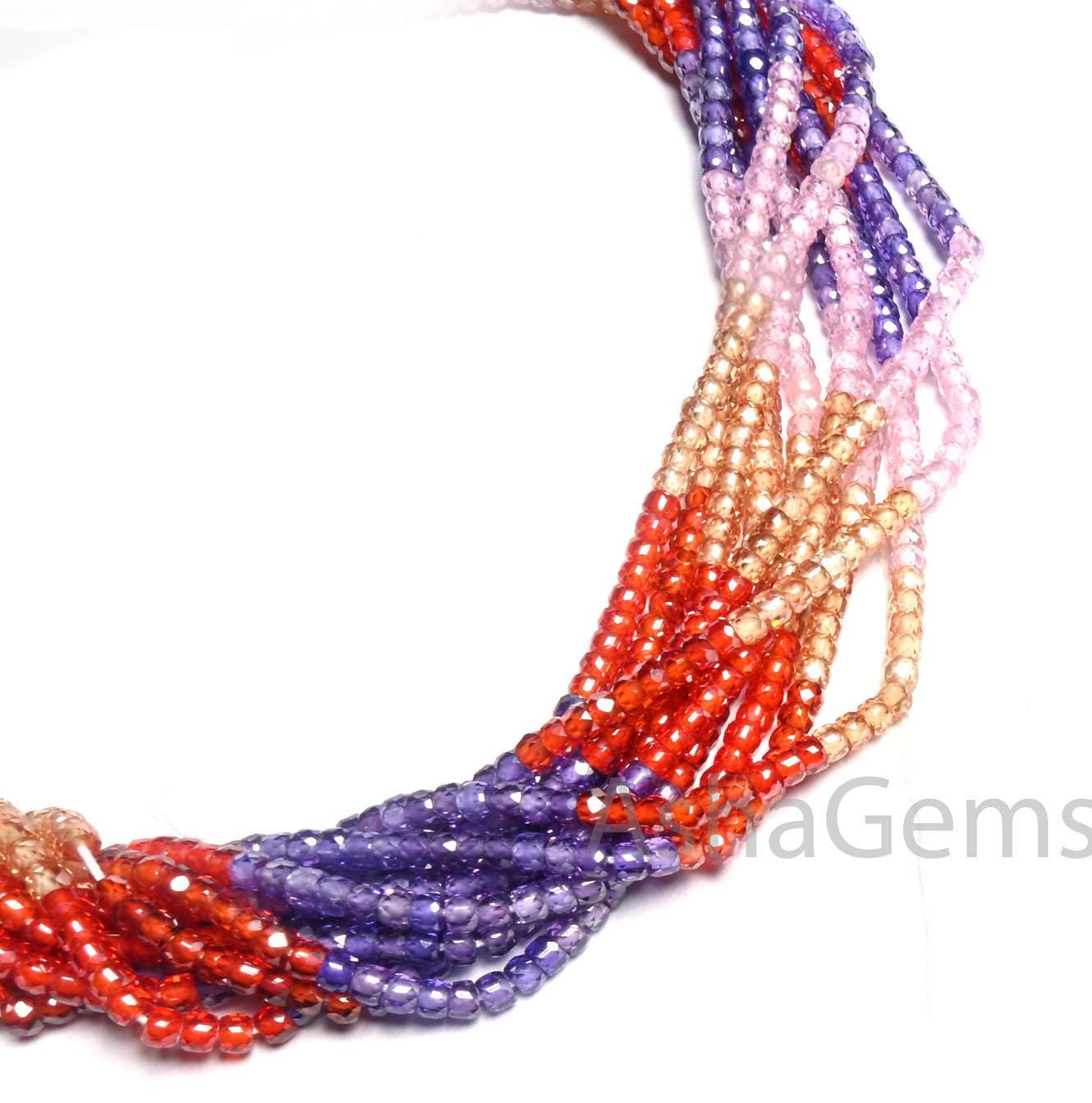 13" Strand Multi Color Zircon Faceted Rondelle Shape Beads,3mm Zircon Beads, Cubic Zirconia Faceted Beads, Multi Shaded Zircon Beads Jewelry