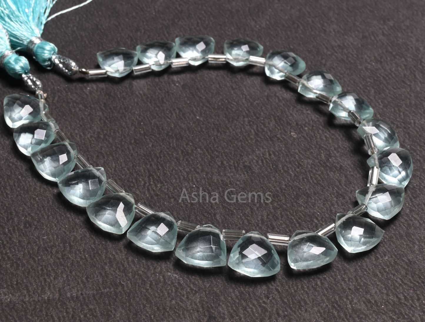 10mm AAA Quality Aqua Blue Hydro faceted Trillion Shape Beads,7.5" Aquamarine Color Hydro fancy Triangle Briolette Bead Jewelry Craft SALE