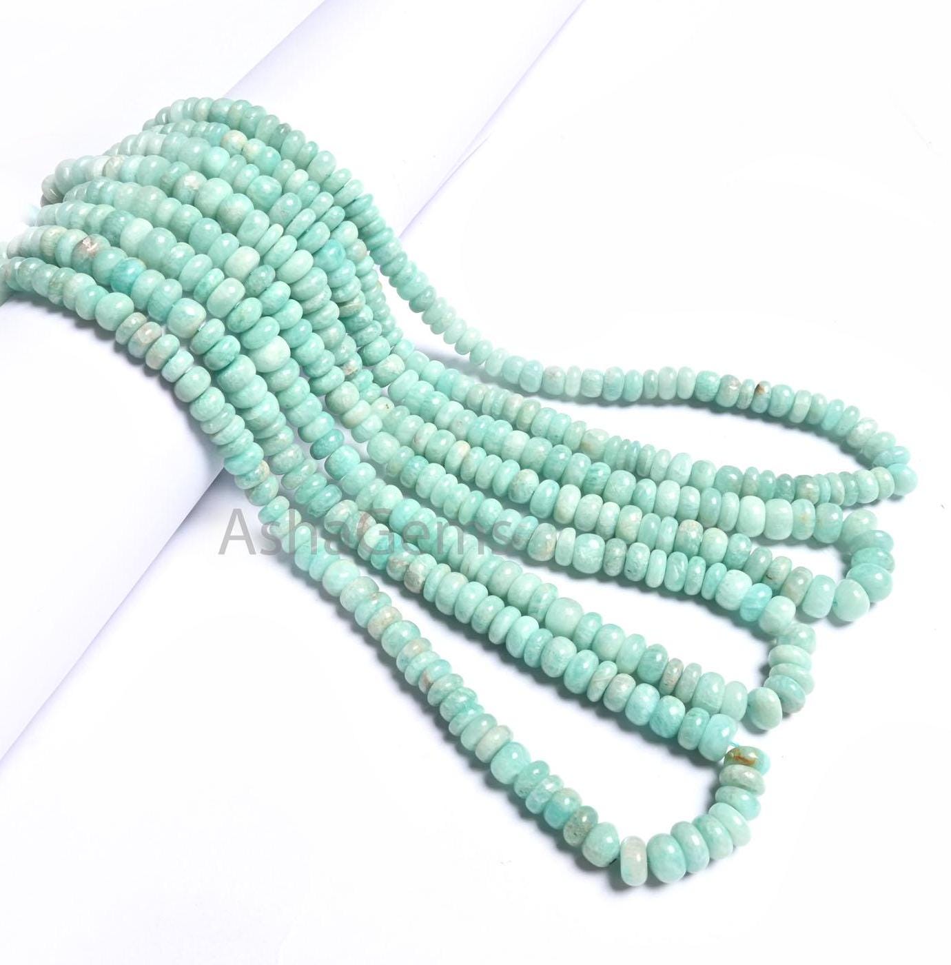Beautiful Amazonite Smooth Rondelle Shape Gemstone Loose Beads,8/16" Natural Blue Amazonite Plain Handmade amazonite Bead Jewelry Craft SALE (AG 12344)