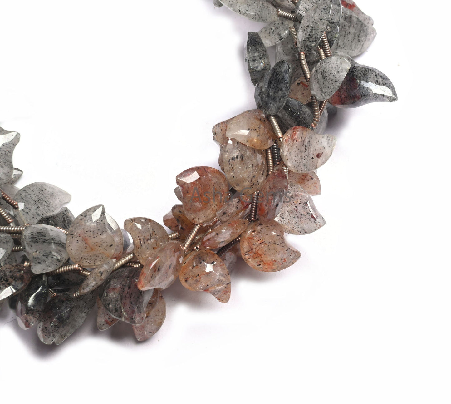 Beautiful Dot Quartz Fancy Mango Shape Faceted Gemstone Beads, Shaded Black Red Dot Quartz Side Drill Keri Fancy Briolette Bead Jewelry SALE (AG 18537 )