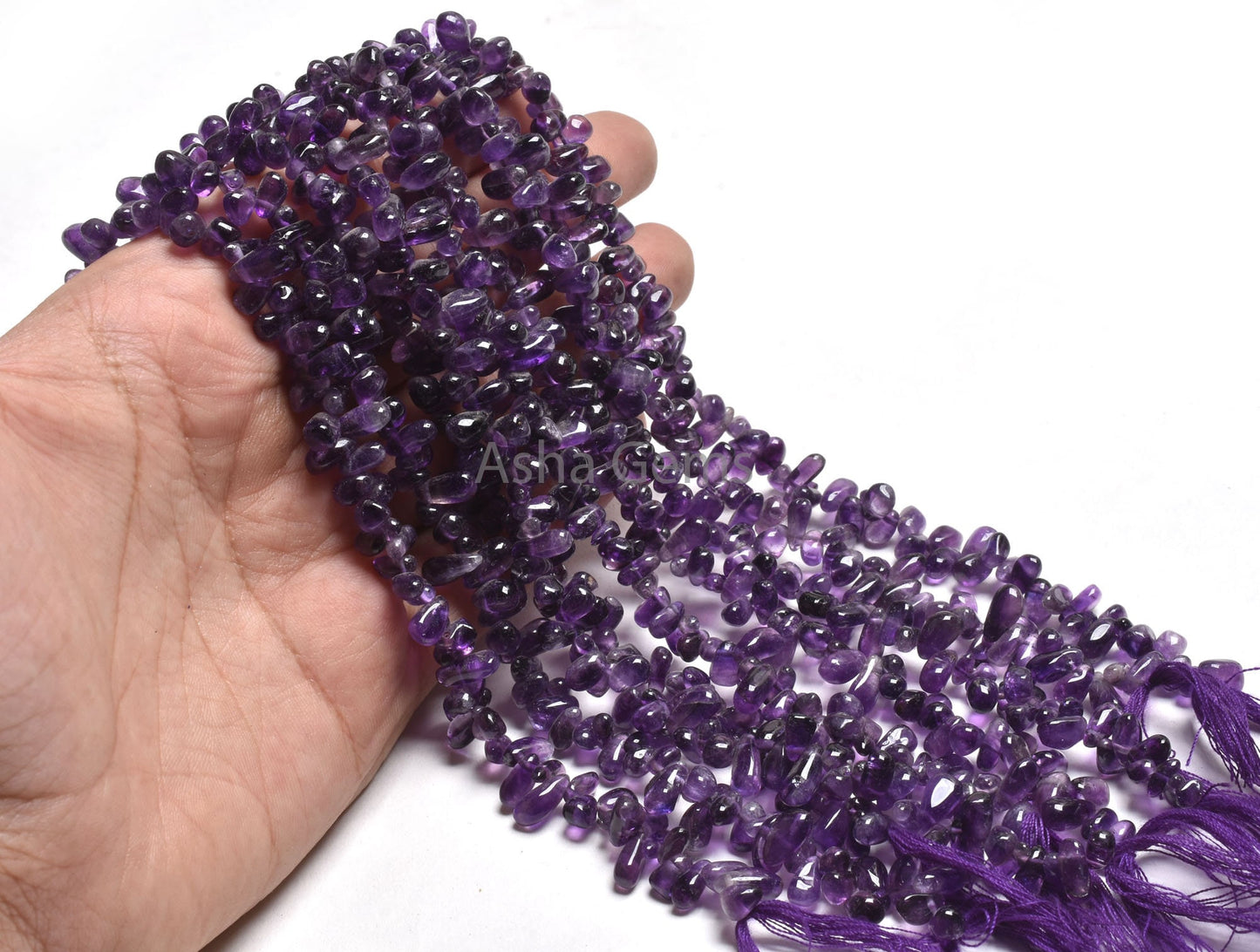 Natural Purple Amethyst Smooth Drops Shape Beads Gemstone, African Amethyst Drops, Amethyst Side Drill Teardrop Handmade Indian Bead Jewelry