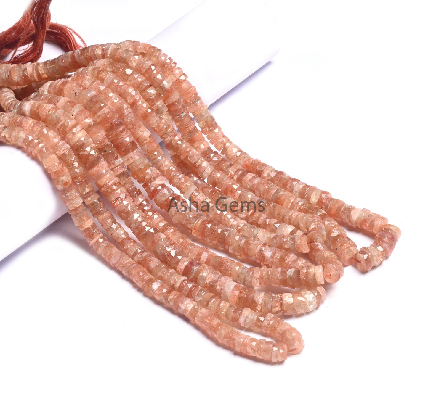 Beautiful Sunstone Faceted Heishi Tyre Beads,Natural Red Sunstone Handmade Indian Cut Flat Wheel Shape Gemstone Disc Bead Jewelry Craft SALE