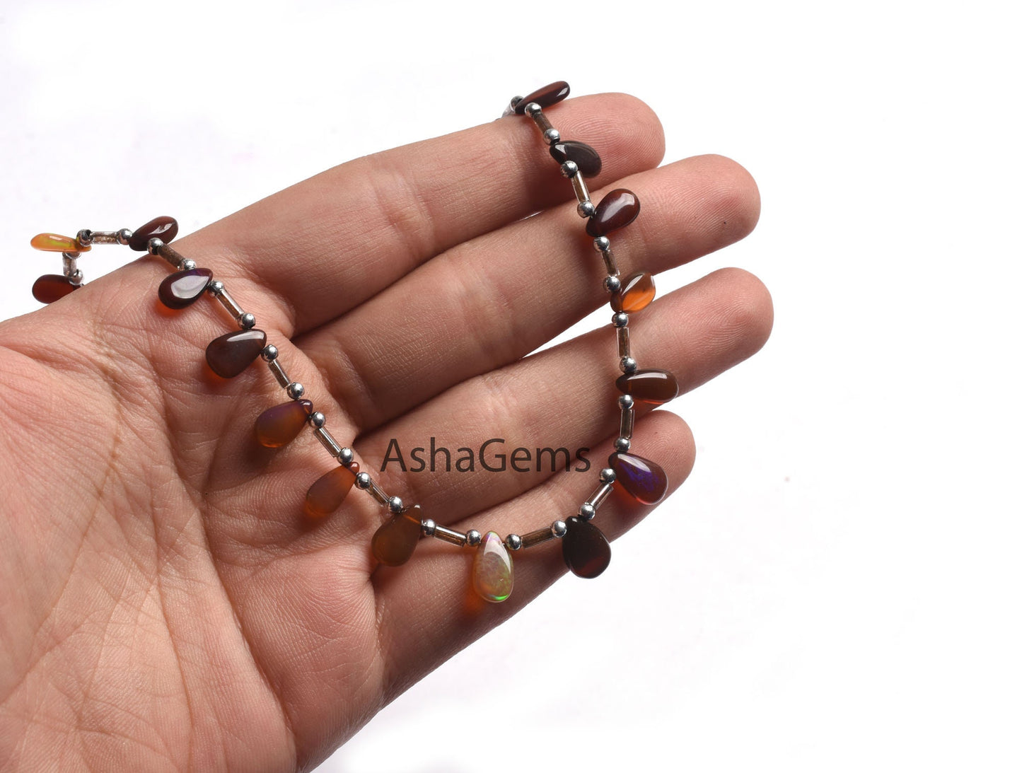 Genuine Ethiopian Opal Flashy Fire Gemstone Teardrop Beads, Shaded Brown Ethiopian Smooth Pear Shape Beads, Ethiopian Bead For Jewelry SALE