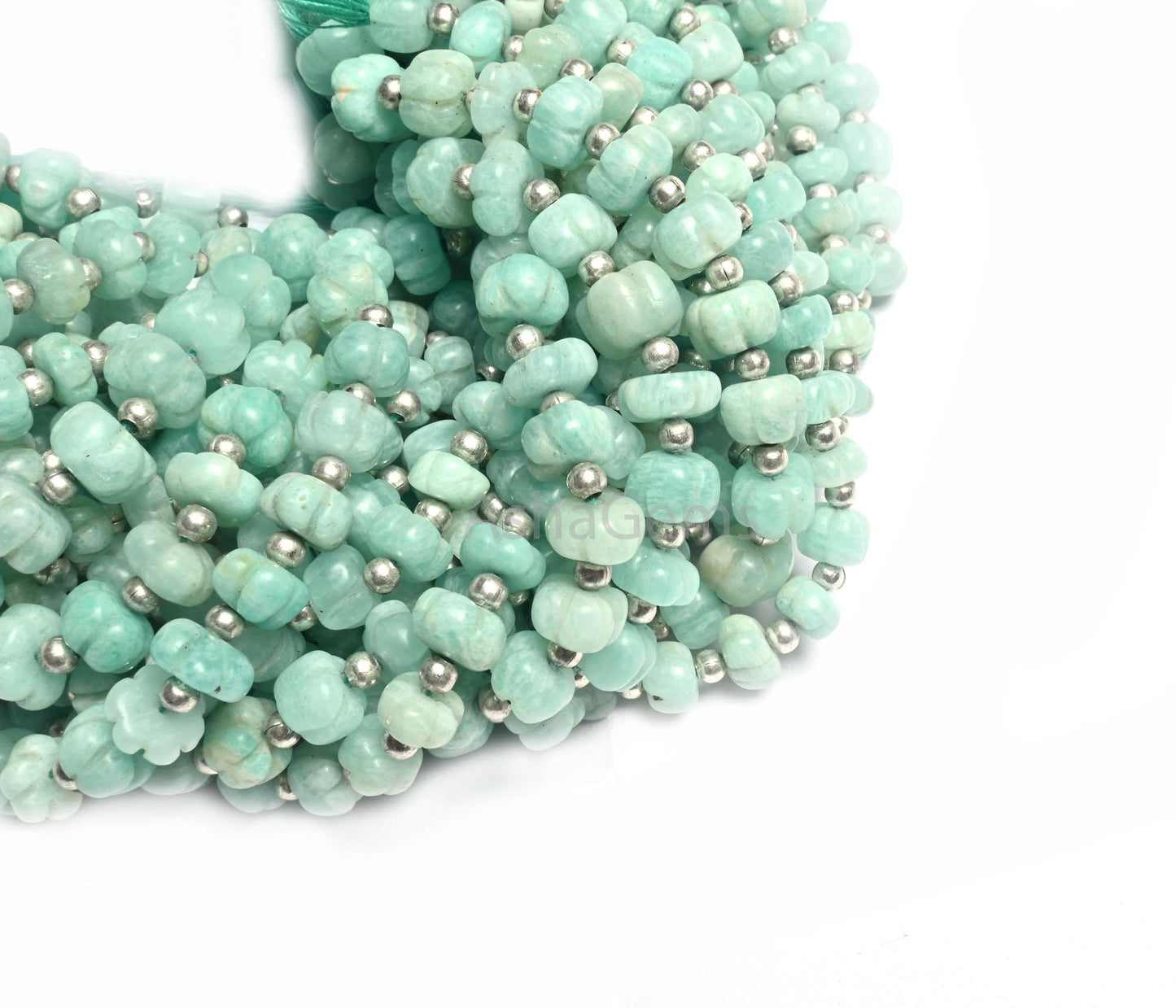 Beautiful Amazonite carved Watermelon Gemstone Beads, Natural Blue Amazonite Smooth carving Uneven Shape Pumpkin Handmade Bead Jewelry SALE