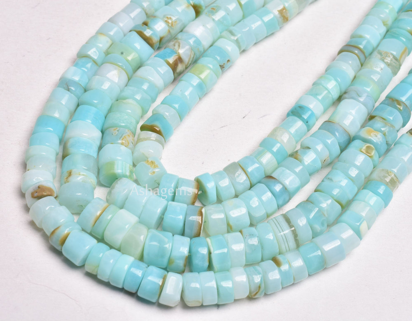 Peru Blue Opal Smooth Tyre Shape Beads,6mm Peru Boulder Opal Plain Beads,12.5" Sky Blue Opal wheel Shape Beads, Opal Bead Jewelry Craft SALE