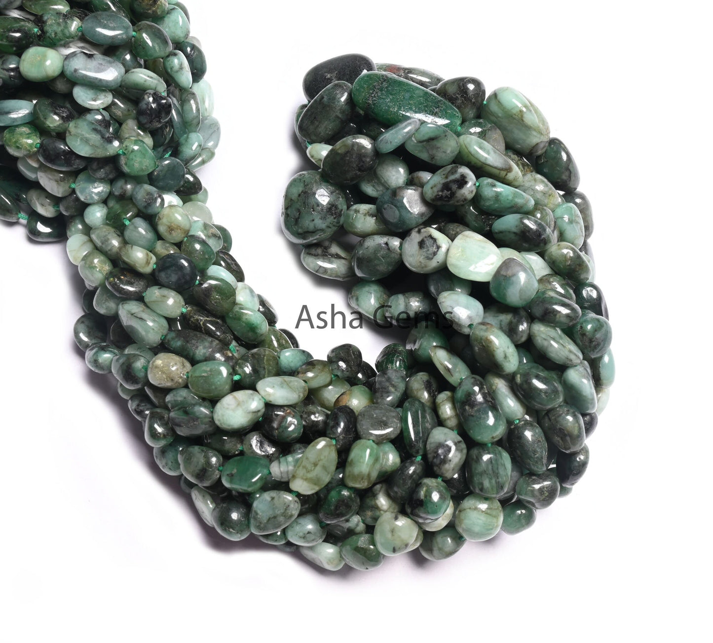 Beautiful Green Emerald Smooth Nugget Gemstone Loose Beads,Sakota Emerald Tumble Handmade Graduation Size Emerald Bead Necklace Jewelry SALE (AG 22301)