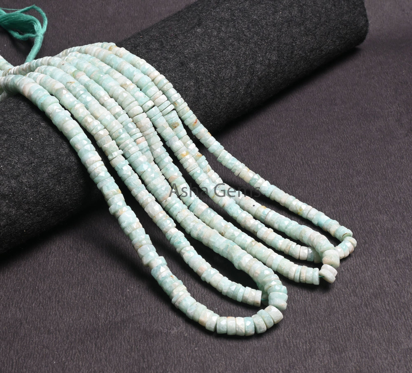 Beautiful Blue Amazonite Faceted Heishi Tyre Flat Gemstone Beads, natural Amazonite Indian Cut Wheel Shape Amazonite Bead Jewelry Craft SALE