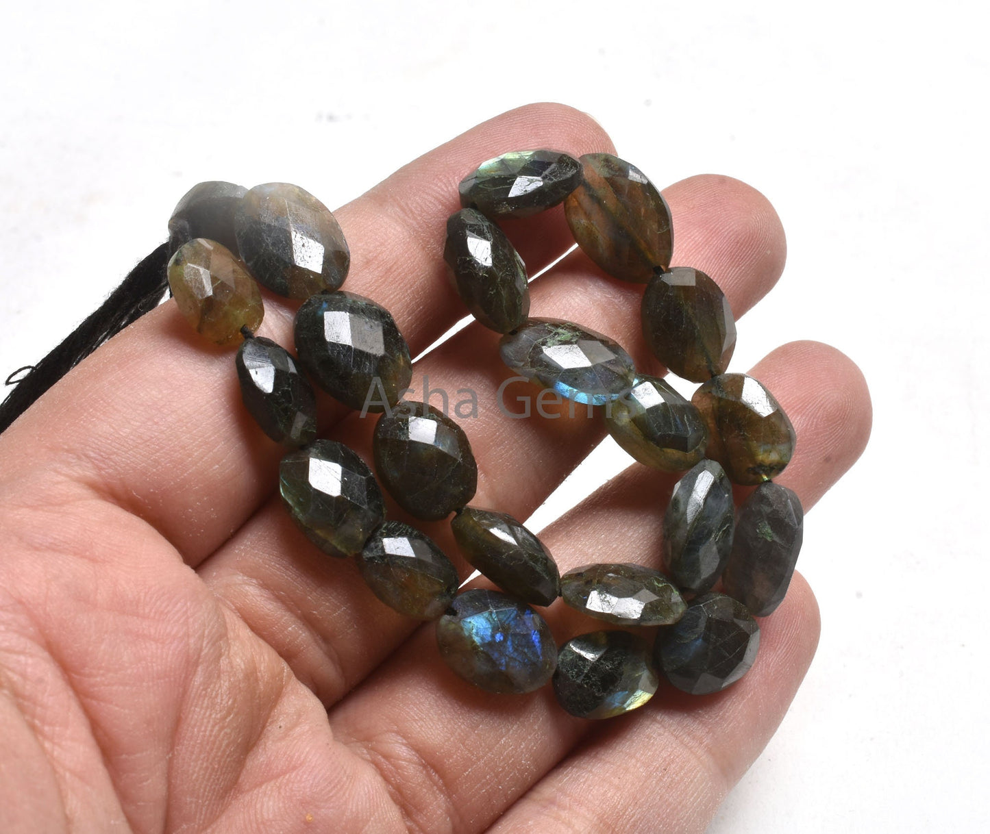 10"Strand Labradorite Faceted Mani Oval Shape Checker Cut Gemstone Loose Beads,8-13 mm Labradorite Oval Briolette Bead Jewelry Making Crafts