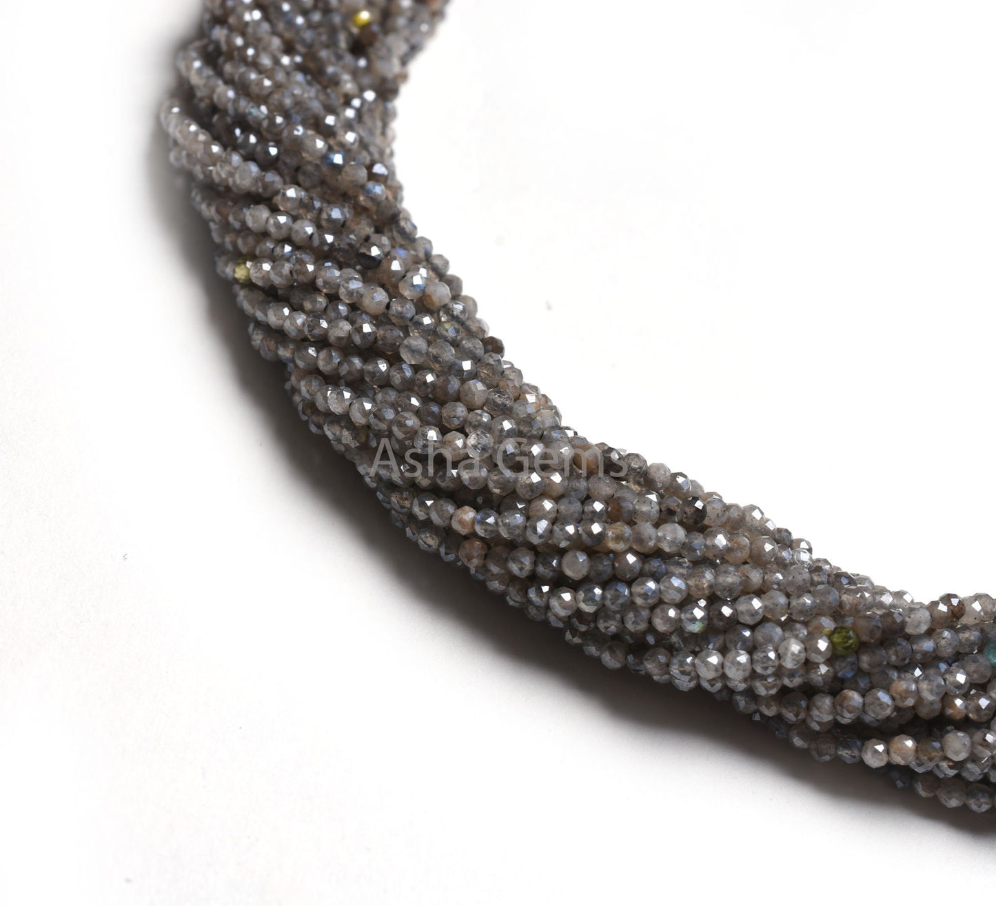 2.2 mm Labradorite Silver Coated Micro Cut Rondelle Beads,13" Strand Labradorite Machine Cut Gemstone Beads, Coated Labradorite Bead Jewelry